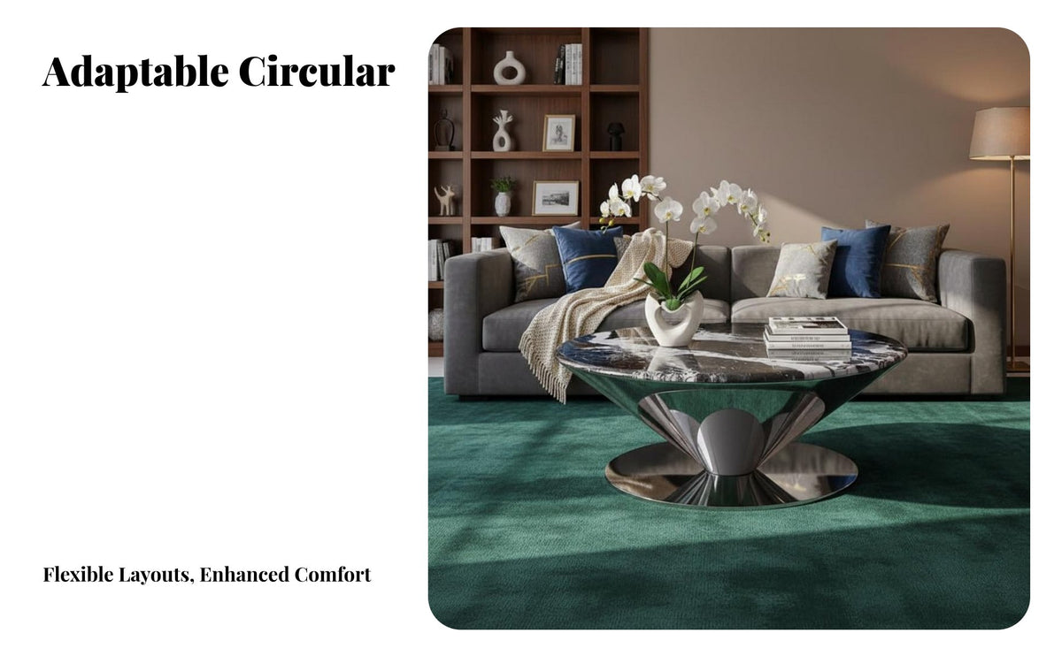 2 Pieces Marble Pattern Top Round Coffee and End Table Set Luxury Design Round Side Table Set Space Saving Living Room Furnishing Nesting Design for Apartment Dwellers, Homeowners, Interior Designers, Small Areas, Lounge Area, Bedroom, Office