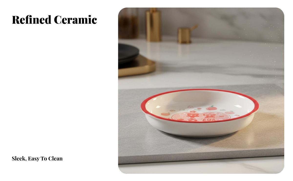 Chinese Style Red Dinnerware Set, Ceramic Bowl Plate Chopsticks, Wedding Gift, Festive Tableware, Gift Box