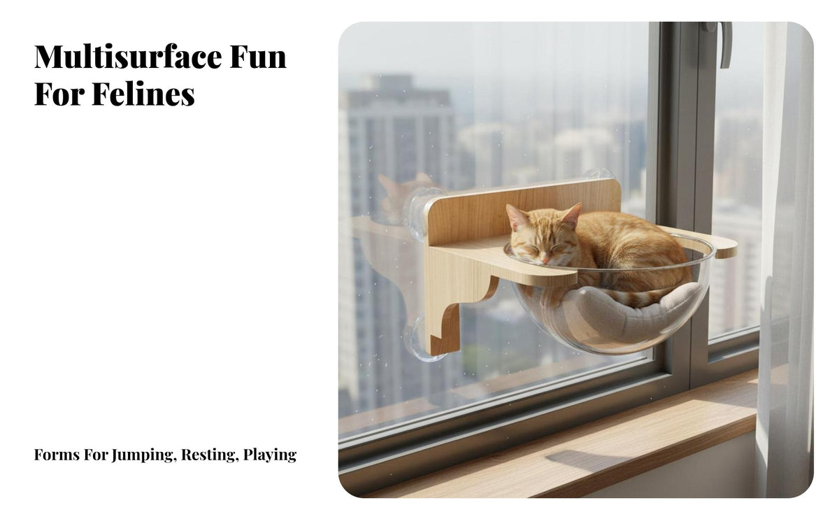 Drillwithout-Drill Installation Suction Cup Window Perch Space-Saving Feline Shelf Heavy Duty Pet Furniture Modular Design for Apartment Dwellers, Panes, Walls, Indoors, Living Room