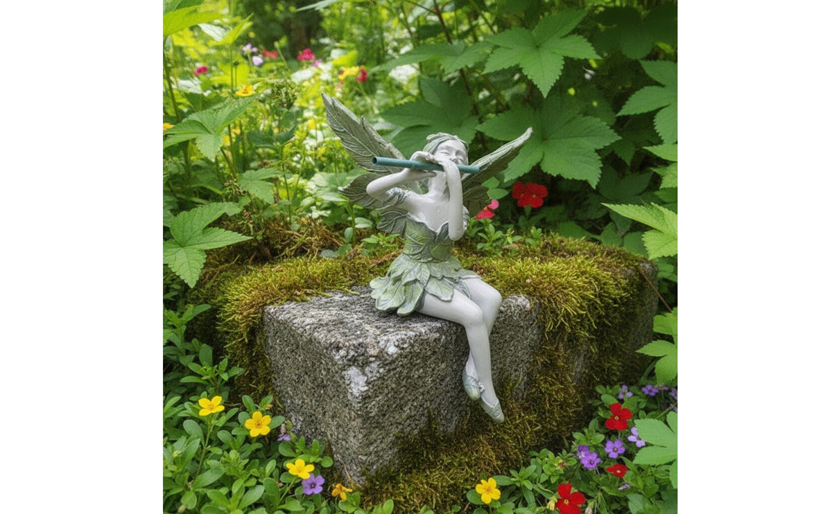Resin Fairy Figurine Winged Fairy Statue Whimsical Garden Statue with Wings Detailed for Fantasy Lovers, Gardeners, Patio, Planter