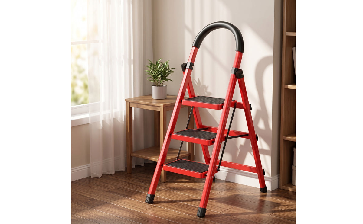 Anti-Slip Step Ladder with Handrail Foldable Folding Step Ladder Sturdy Portable for Seniors, Kitchen