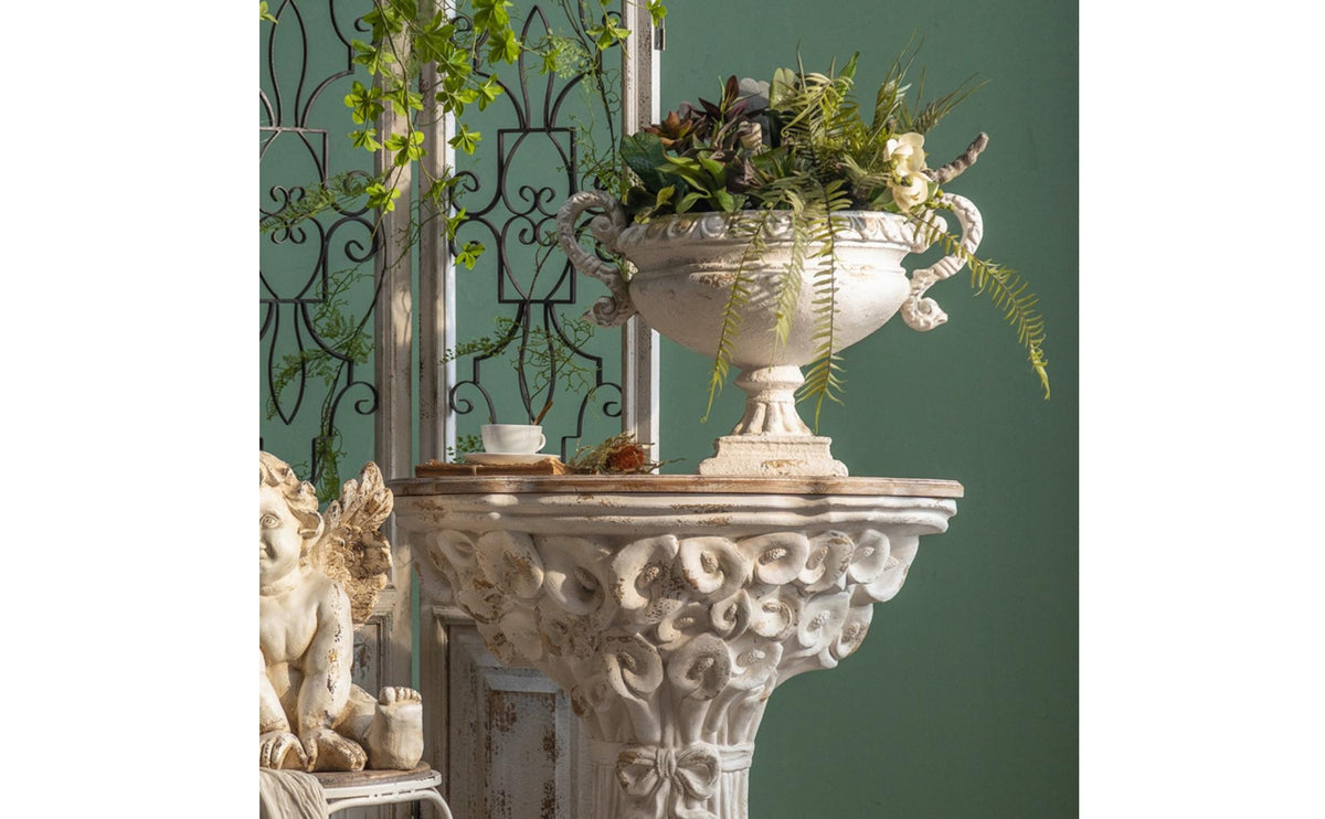 Urn Planter with Pedestal Antique-Style Urn Planter with Handles Distressed Pedestal Vase for Decorators, Gardeners, Garden, Entryway, Living Room