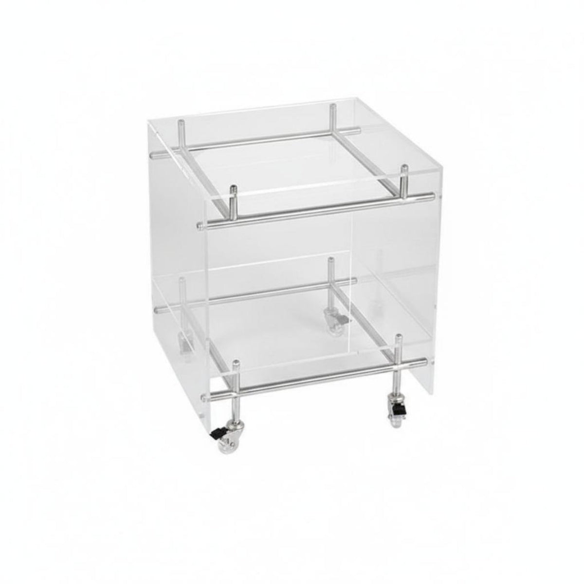Transparent Design 2-Tier Rolling Trolley Mobile with casters 2-Tier Wheeled Organizer Space-Saving Bedside Table Multi-Functional for Young Adults, Office Workers, Living Room, Bedroom, Small areas, Dining Area