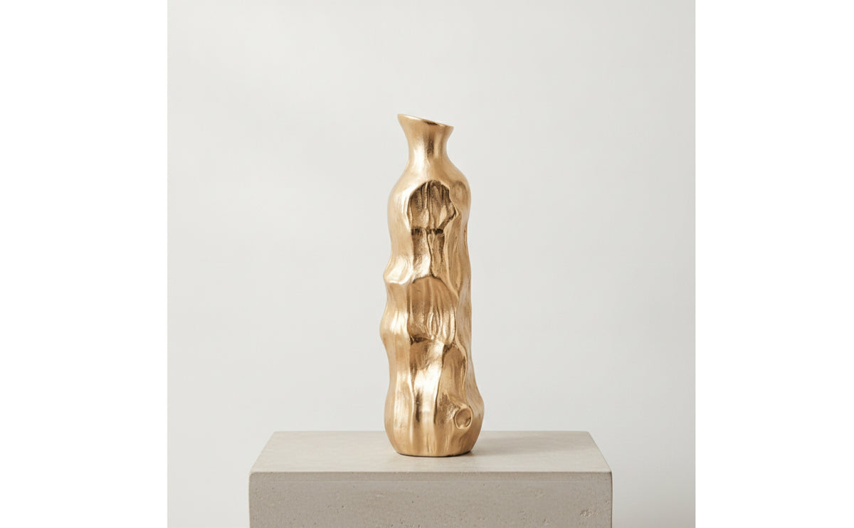 Sculptural Vase Elegant Aluminum Vase Sophisticated Vessel for Tabletop