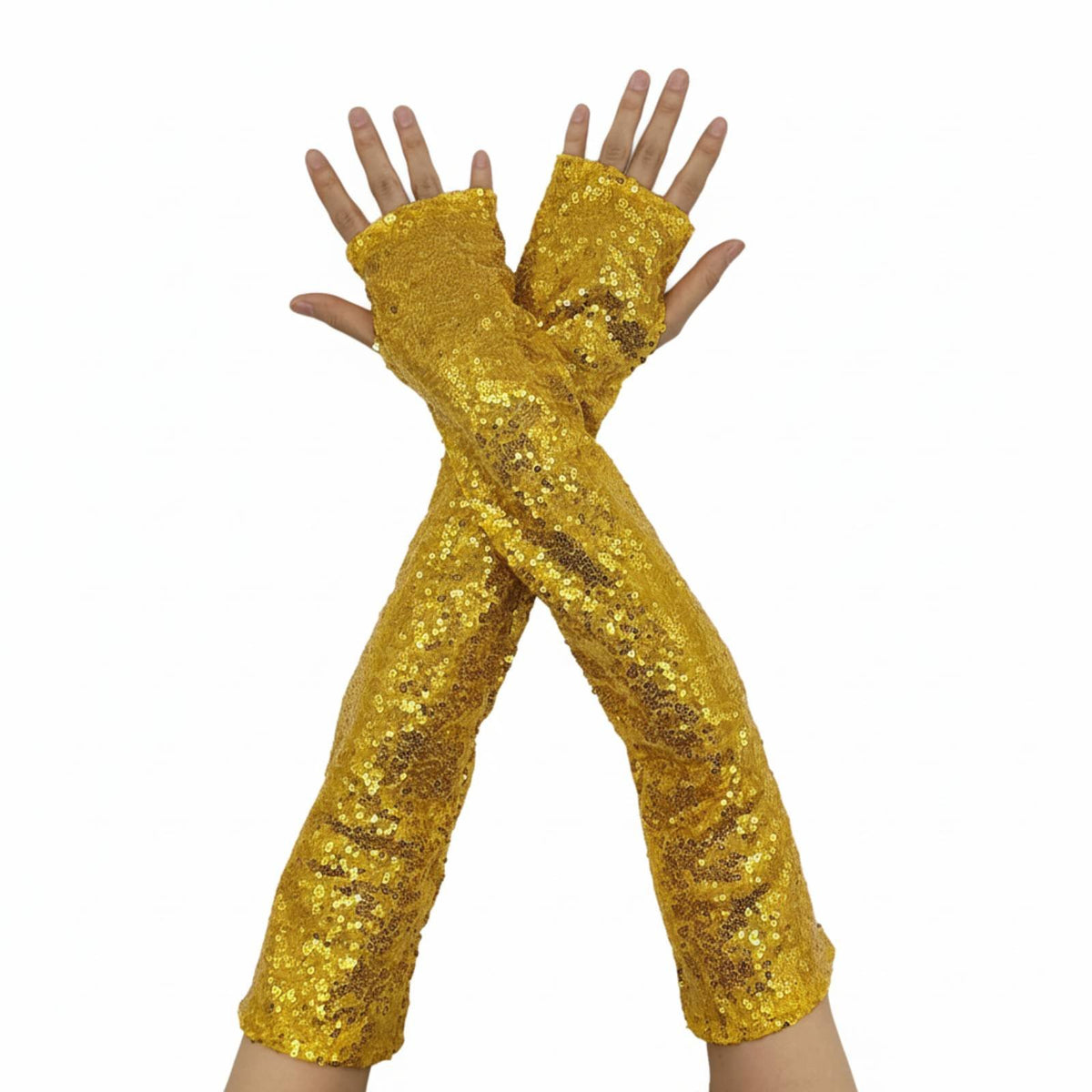 Long Beaded Fingerless Reflective Gloves, Polyester Costume Accessory, Halloween Cosplay, Stage Performance, Nightclub Party