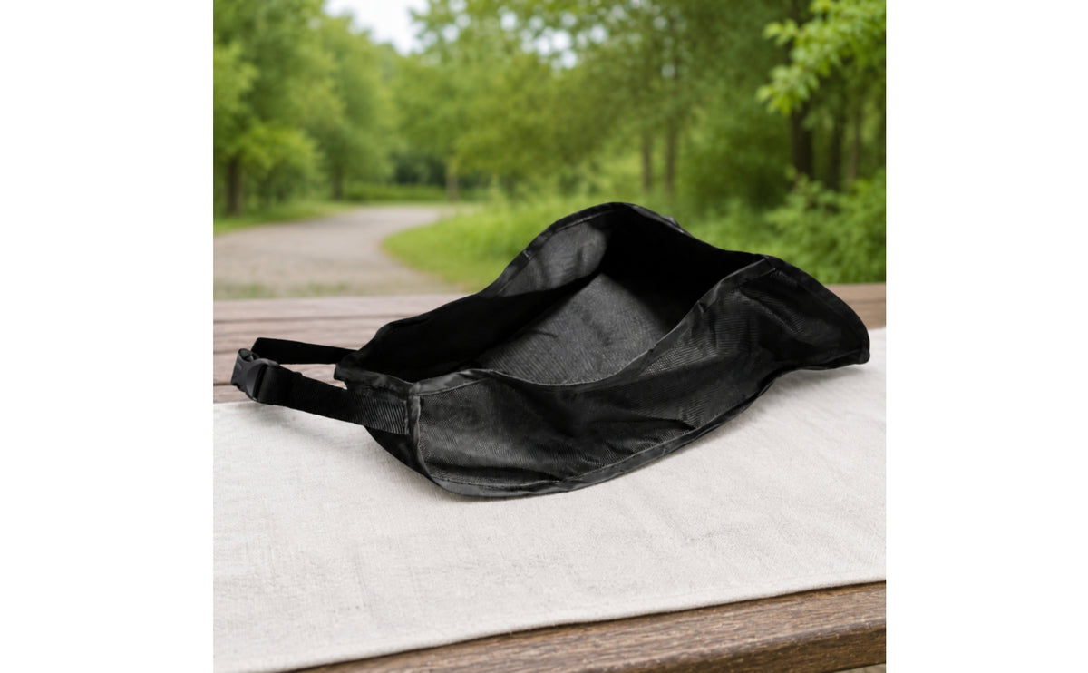 Open Top Black Stroller Storage Basket with Hanging Pouch