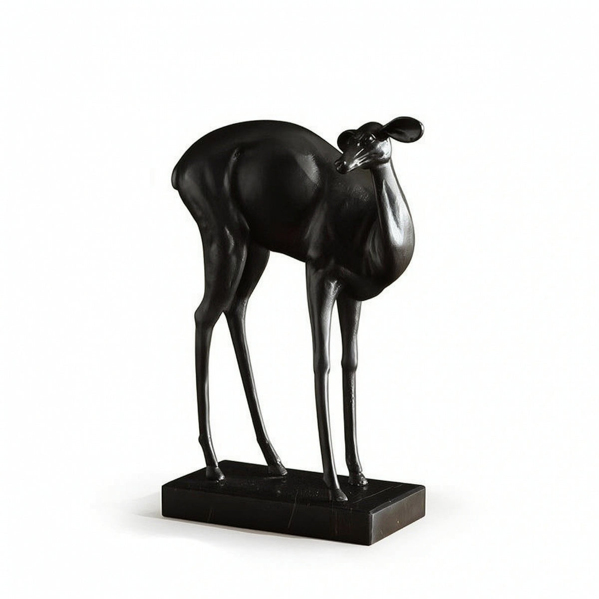 Deer Sculpture with Marble Base Minimalist Deer Statue with Marble Base Contemporary for Homeowners, Office, Bookshelf