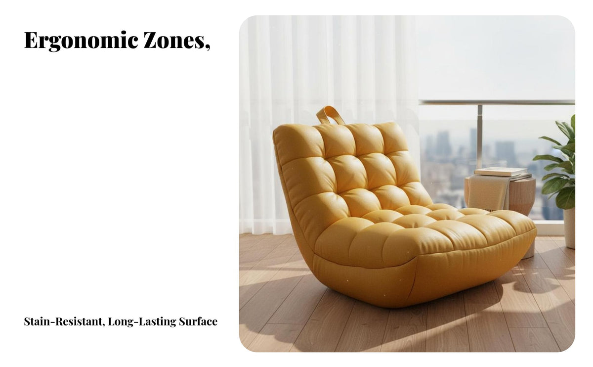 Reclinable Lazy Sofa No Assembly Required Sofa Soft Material Single Person Sleeper Chair Easy to Clean for Readers, Students, Bedroom, Reading Nook, Apartment, Home Pale Ice