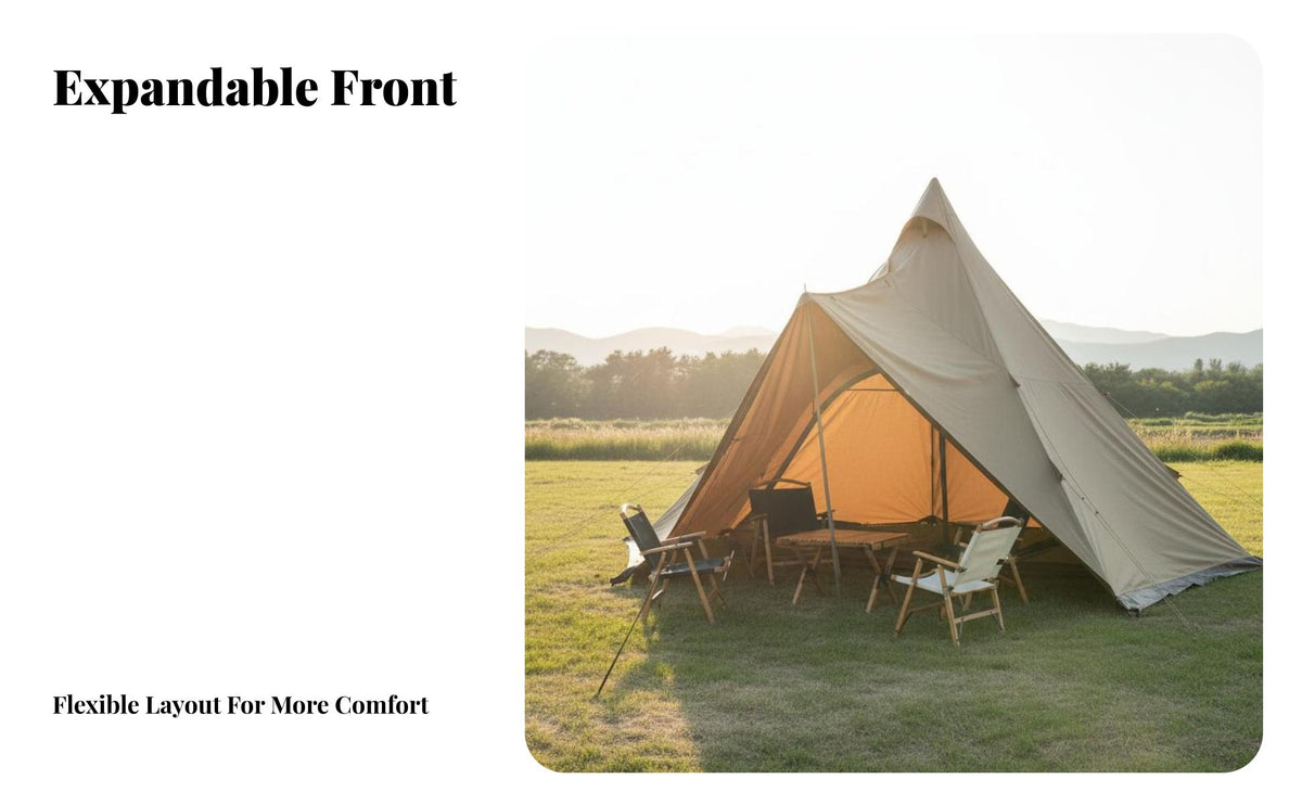 4-6 Person Capacity Pyramid Hot Tent Protection Hot Tent with Heating Unit Port Waterproof Camping Shelter Windproof for Campers, Families, Bushcrafters, Glamping, Hiking, Woodland