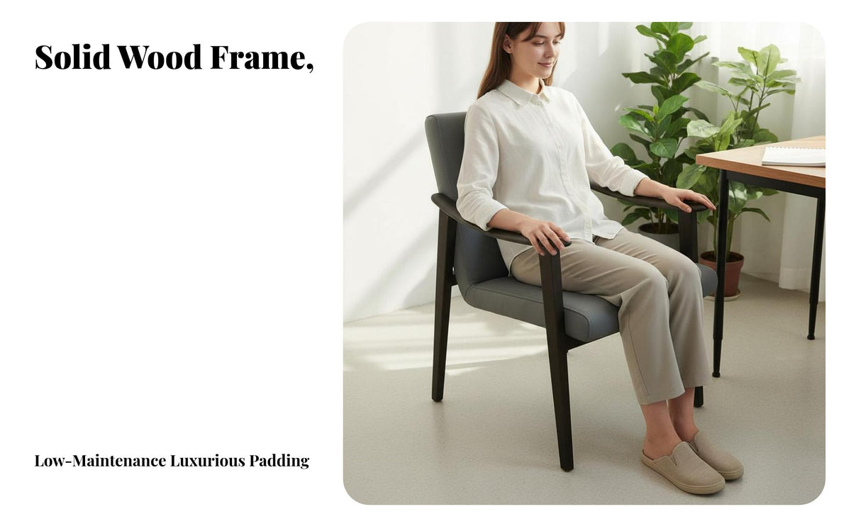 Comfortable Ash Wood Frame Chair Sturdy Construction Wood Frame Reading Chair Ergonomic Design Modern Wooden Armchair High-Density Foam for Students, Homeowners, Office Workers, Study Room, Balcony, Bedroom