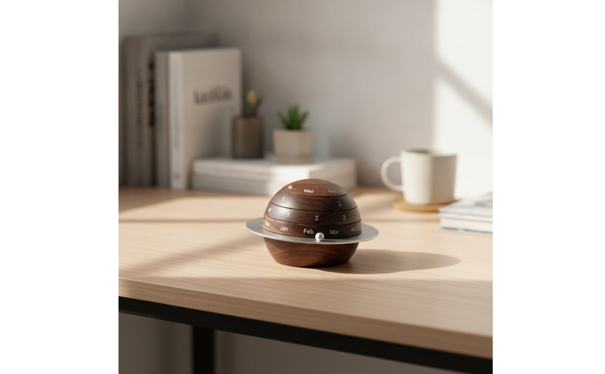 Enduring Desk Calendar Walnut Wooden Desk Calendar Reusable Ornament for Teachers, Graduates, Office, Study Area