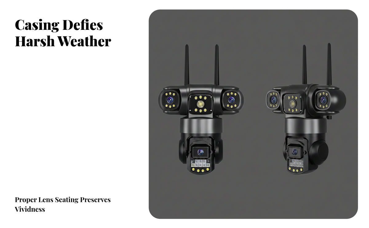 Hardwired Three-Lens Outdoor Watch | Weatherproof Outdoor Design, PTZ Camera, for Yard