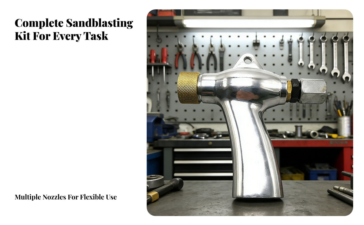 Sandblasting Adjustable Air Streams Dust Blower Nozzle Handheld Air Sandblasting Tool for DIY Enthusiasts, Auto Restoration, Garage