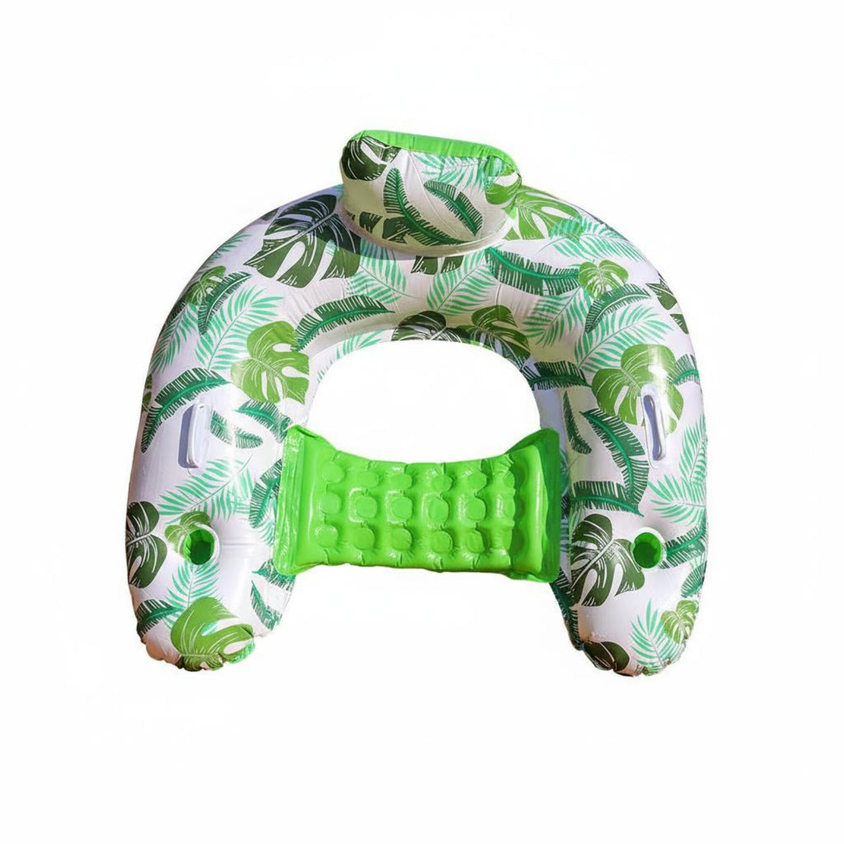 Thickened PVC Material U-Shaped Pool Inflatable Lounger Portable Floating U-Shaped Chair Easy to Inflate Foliage Print Pool Recliner for Adults, Beach, Lake