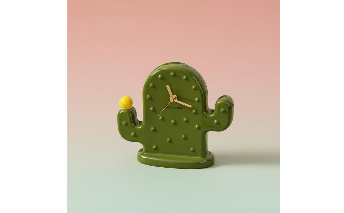 Ceramic Desk Clock Quiet Mechanism Green Novelty Table Clock Creative Home Decor Decoration for Bedroom, Living Room, Office