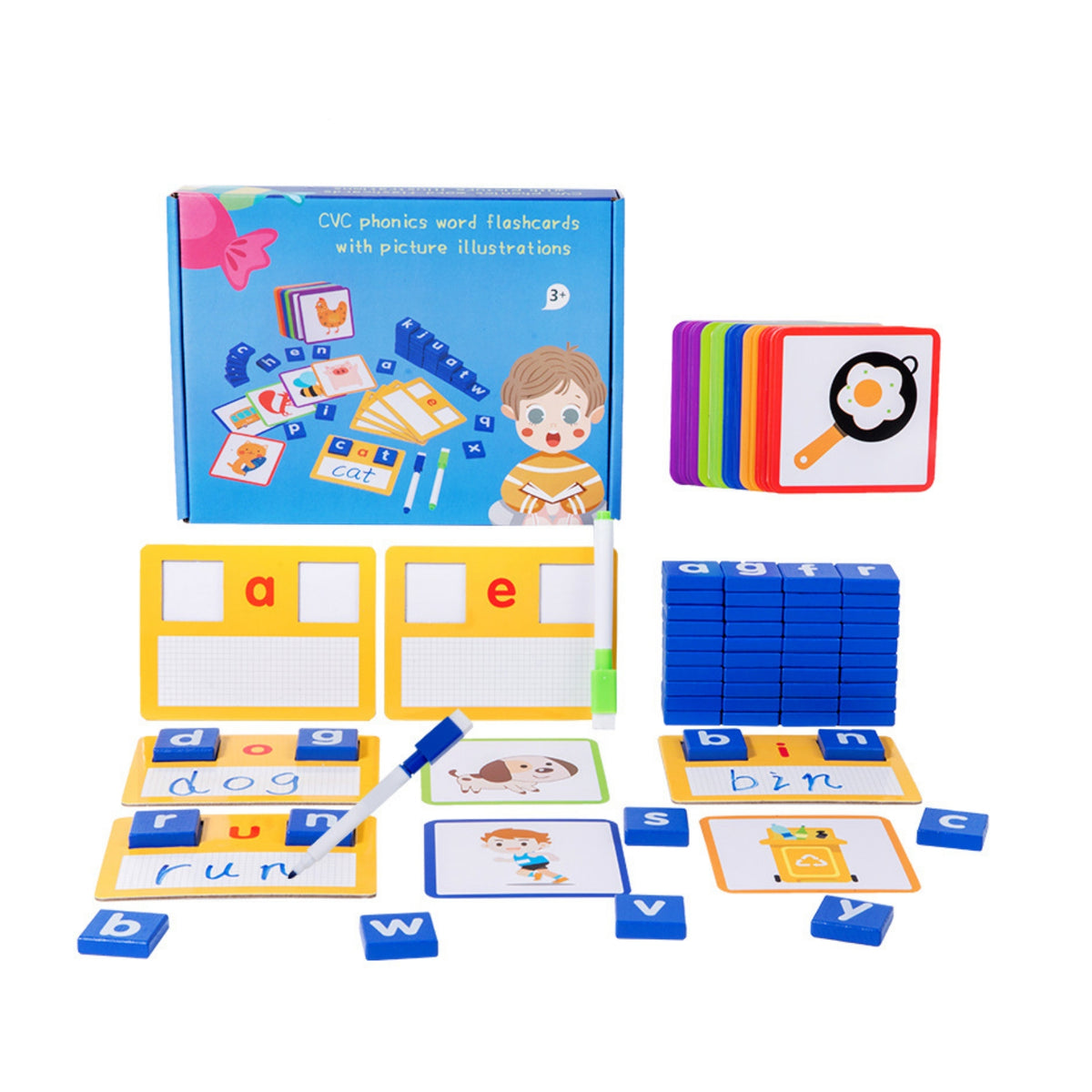 CVC Phonics Toy with Flashcards Literacy Word Building Kit Educational Letter Matching Game Interactive for Kindergarteners