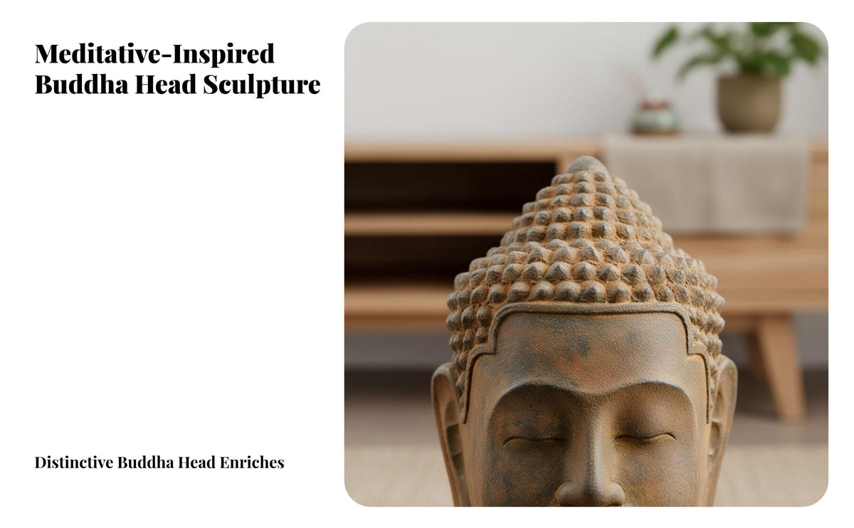 Southeast Asian Buddha Head Peaceful Ambiance Buddha Head Statue Handcrafted Tabletop Ornament for Home Stylists, Meditation Enthusiasts, Entryway