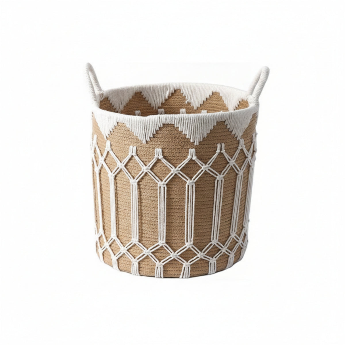 Open-Top Woven Laundry Basket Decorative Laundry Basket with Handles Round Hamper with Handles Versatile for Living Room