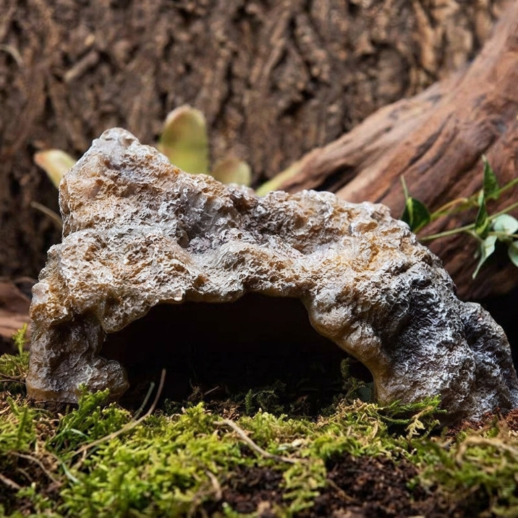 Aquarium Rocks and Aquarium Cave, Realistic Reptile Hide for Geckos and Snakes, Stable Reptile Hide Resin Rock Decor for Desert Terrariums