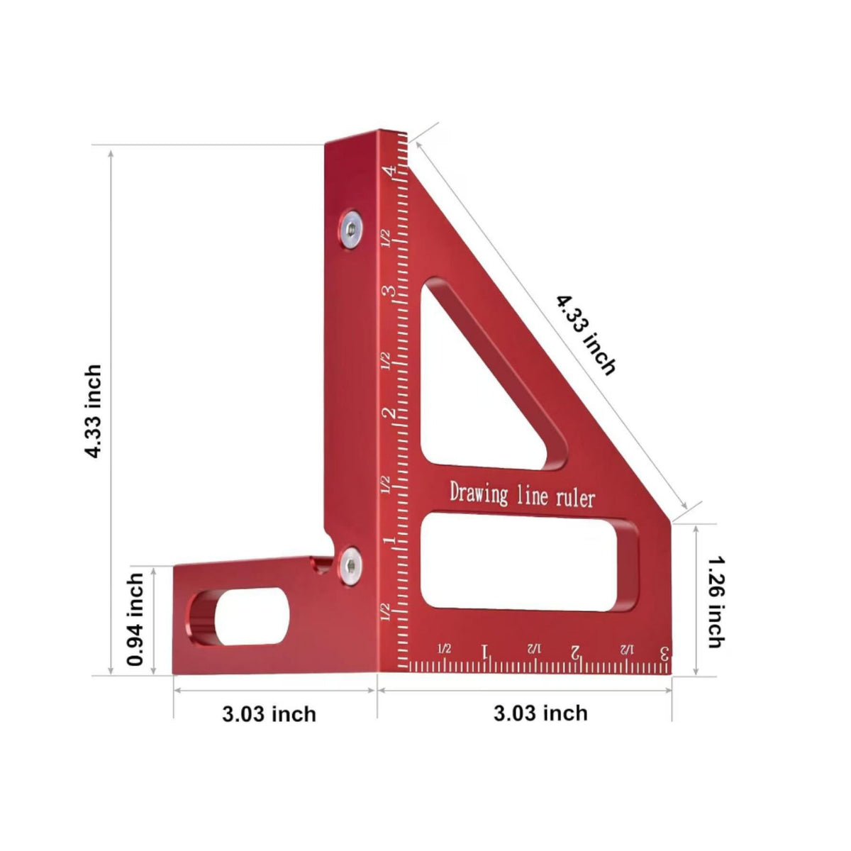 Heavy Duty Aluminum Alloy Triangle Ruler Easy To Read Markings Aluminum Alloy Framing Square Multi-Functional Woodworker's Speed Square Low Glare Finish for Builders