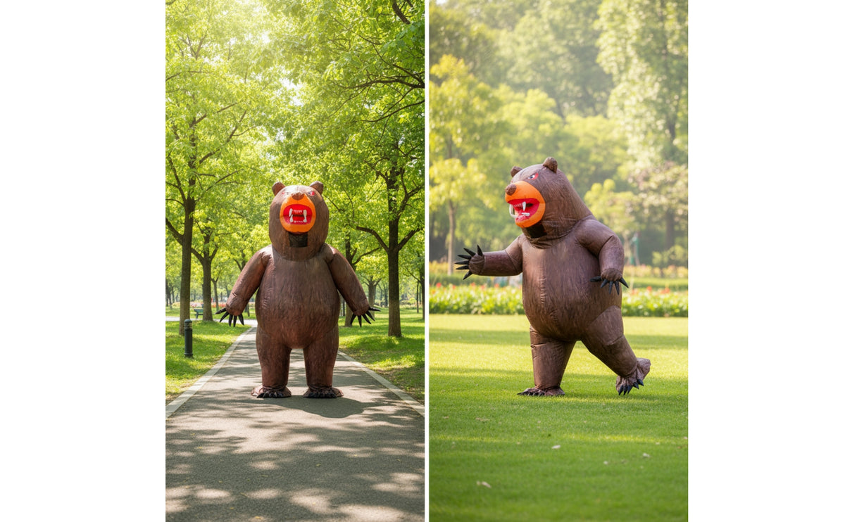 Inflatable Bear Costume Full Body Bear Character Costume Oversized Inflate Jumpsuit for Adults