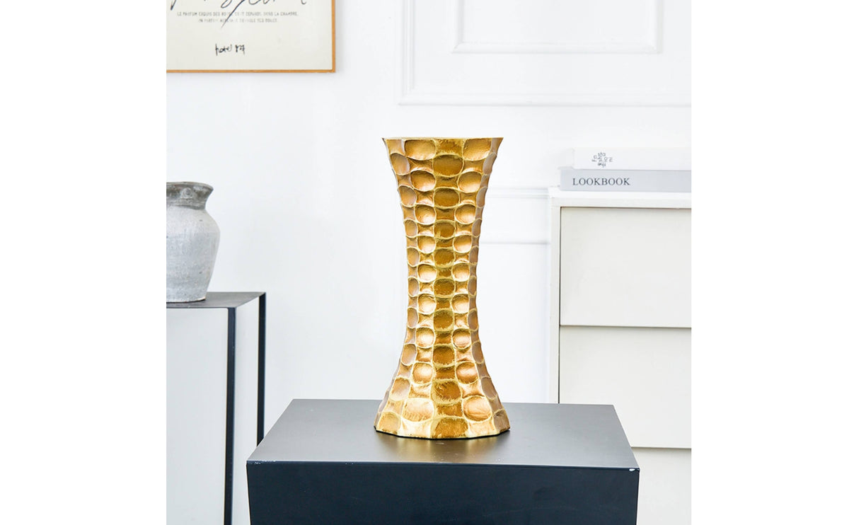 Gold Resin Vase Wide Base Table Ornament Centerpiece