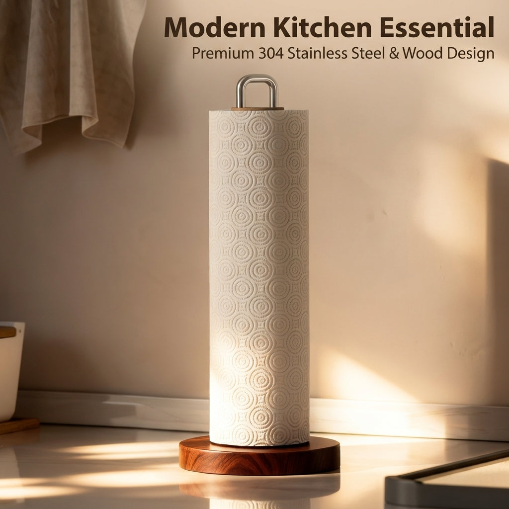 Dining Table 304 Stainless Steel Paper Towel Holder for Home Use, Freestanding Kitchen Countertop Stand and Tissue