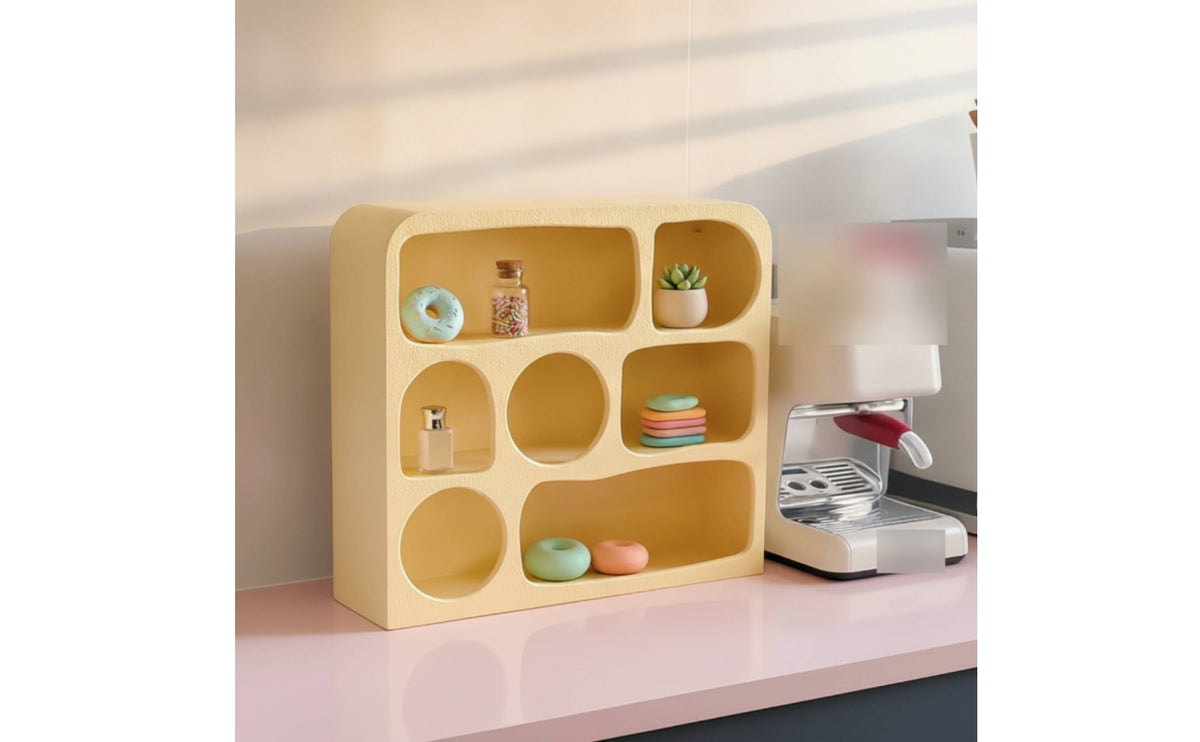 Cubby Shelf with Rounded Frame Compact Wall-Mounted Display Shelf Sturdy Multi-Compartment Display Unit for Cafe, Entryway