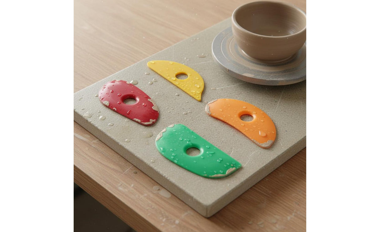 6 Pieces Pottery Ribs with Finger Holes Flexible Clay Scrapers with Steel Tools Various Shapes Clay Set for Ceramicists, Ceramic Crafting