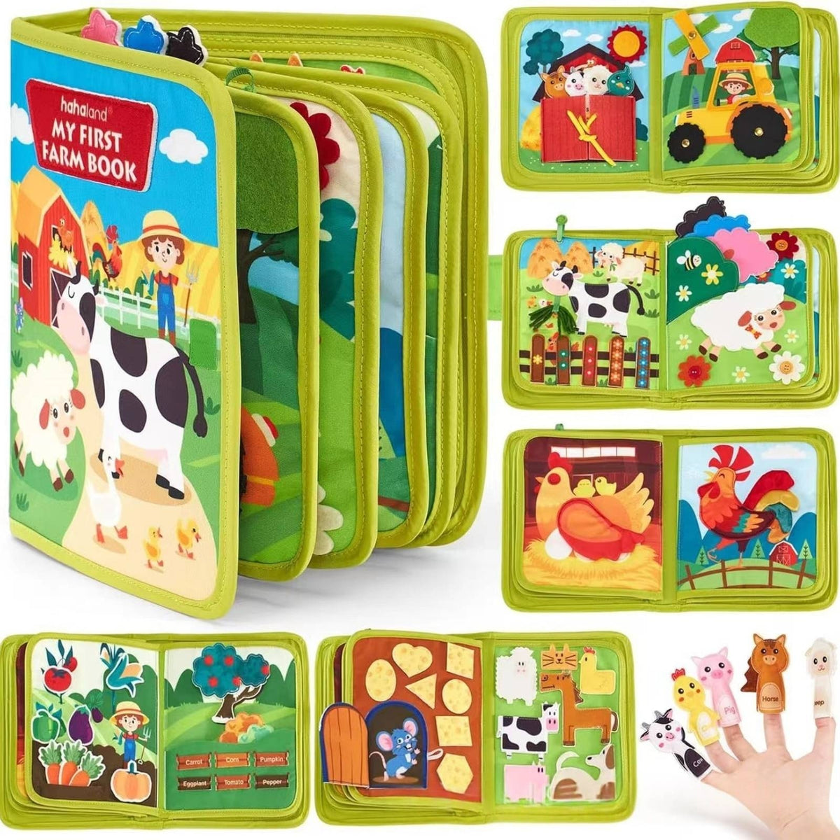 Removable Pieces Busy Book Soft Textile Learning Book Fine Motor Skills Busy Board Toy Hand-Eye Coordination for Toddlers, Young Children