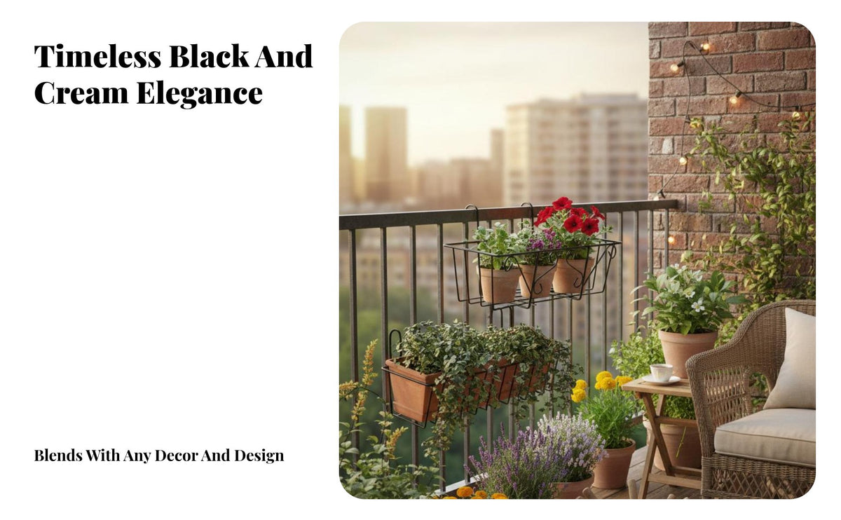 Rustresistant Railing Planter Basket Space-Saving Balcony Rack sturdyDuty Plant Display for Gardeners, Homeowners, Apartment Dwellers, Outdoor, Patio, Fence, window frame
