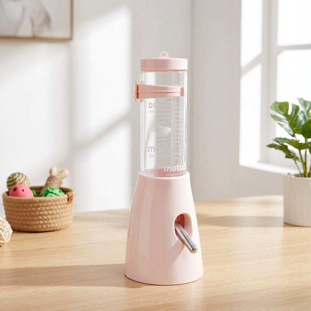 125ml Hamster Water Bottle with Stand, Antignaw Hamster Water Bottle for Cage, Leak-resistant Nozzle and Floor-Standing Design
