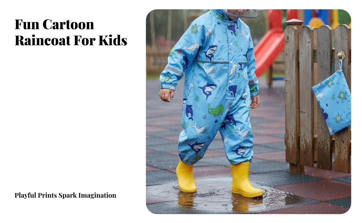 Lightweight Kids Single-Piece Raincoat Full Body Coverage Toddler Hooded Rain Suit Easy to Clean for Boys, Girls, Outdoor Play, Travel
