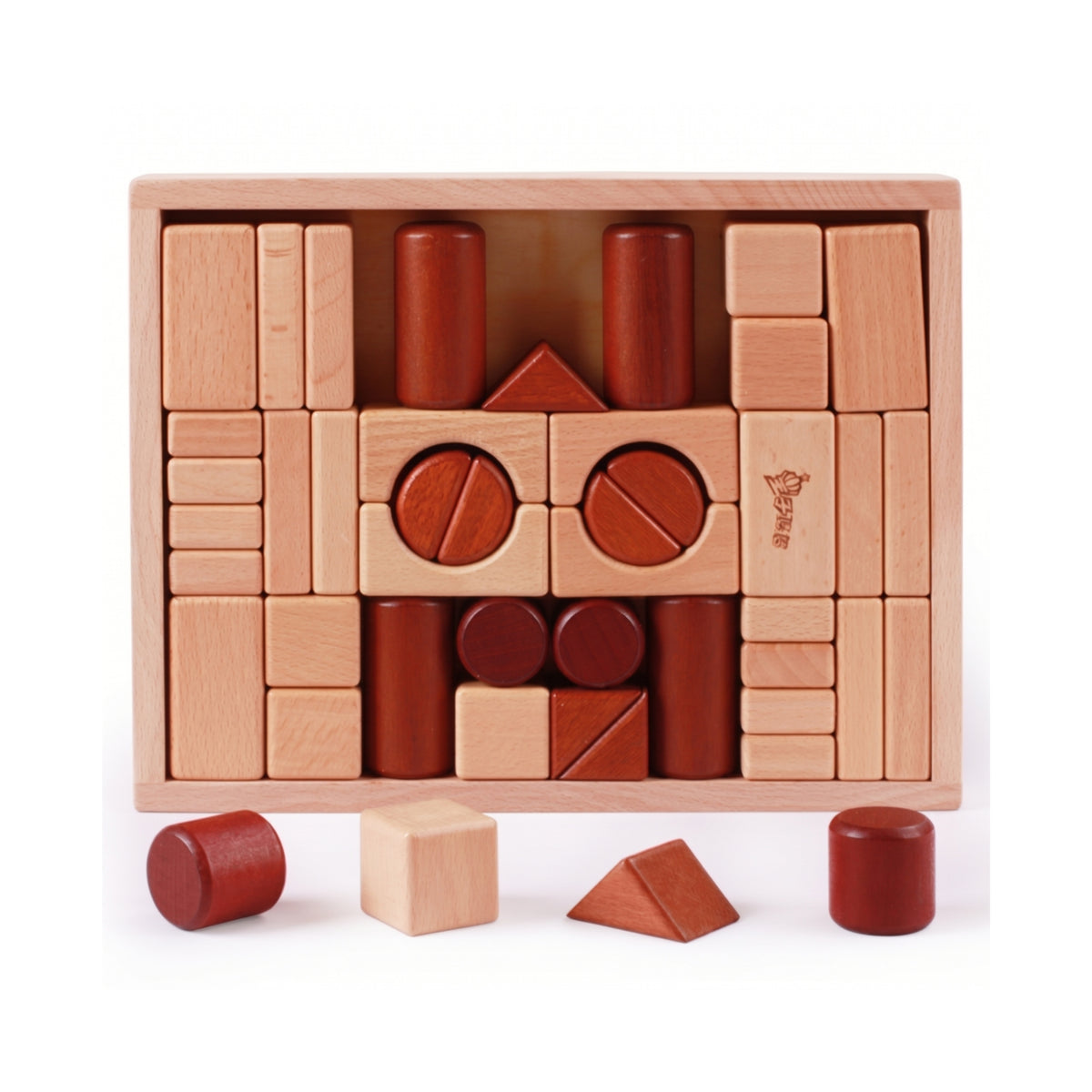 Wooden Building Blocks Beech Wood Stacking Block Puzzle Geometric Shape Sorter Set for Children