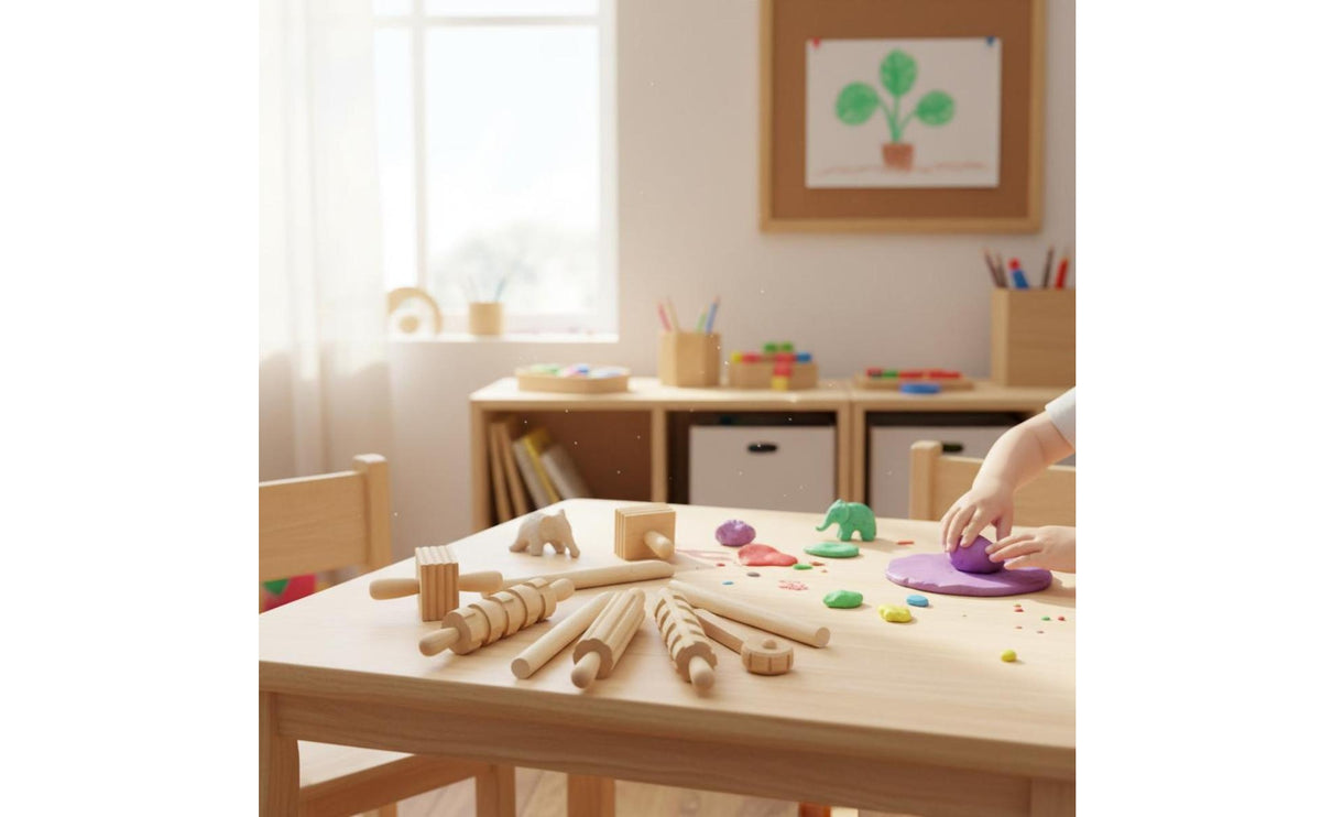 12 Pieces Clay Shaping Tool Set Wood Finish Wooden Clay Tools Rounded Handles Pottery Hand Tools for Children