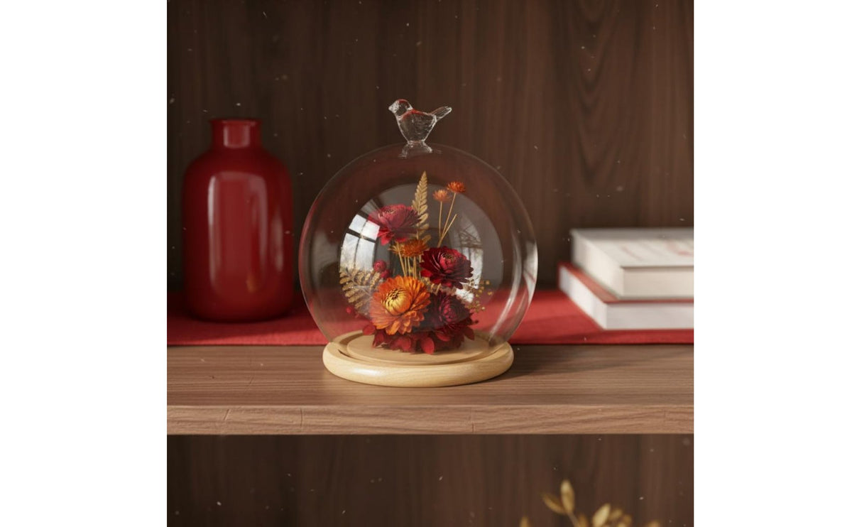 Preserved Flower Display Dome Modern Minimalist Design Preserved Flower Dome Miniature Landscape Debris-Resistant Cover Chic