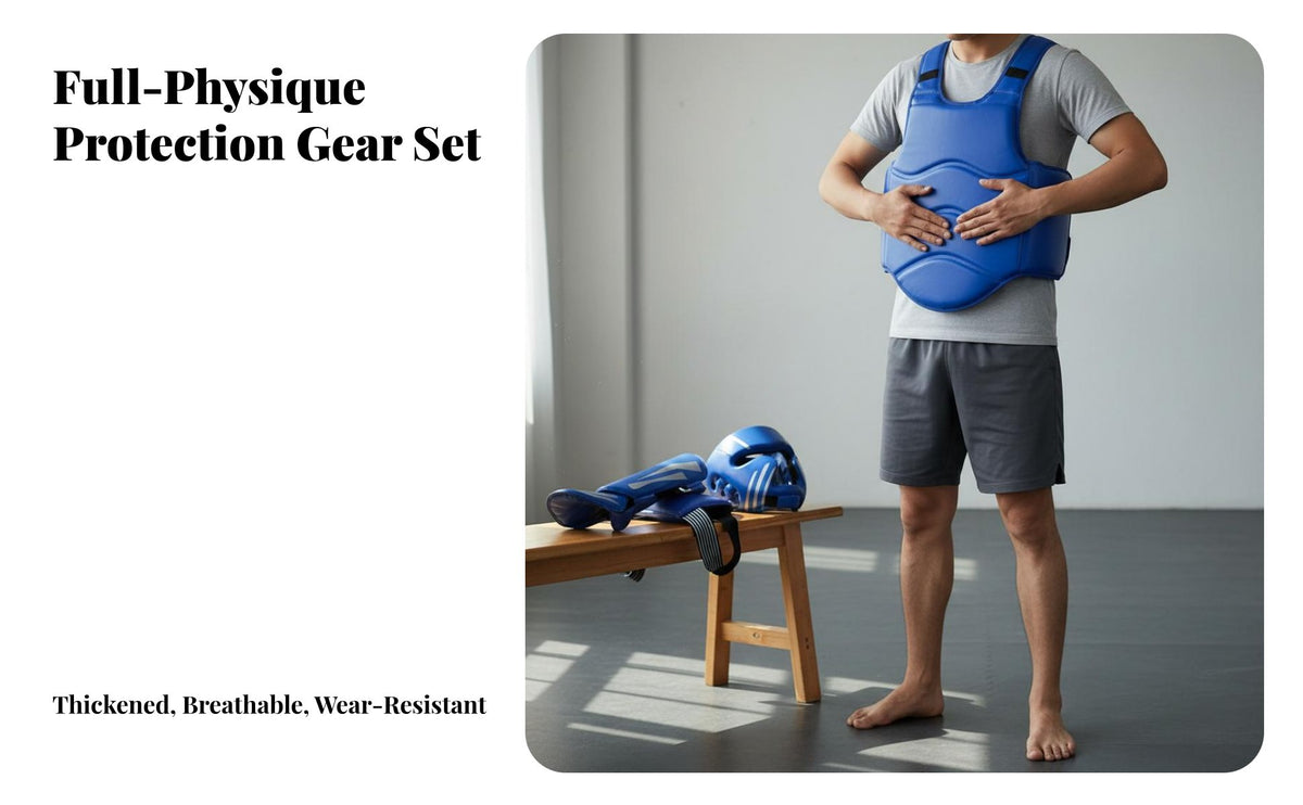 High-Density Foam Sanda Safety Gear Set Shock Absorbing Full Body Fighting Protector Set Thickened Padding Full Body Spar Arena Protective Gear Adjustable Fit for Adults, Children, Athletes, Competition, Dojo, Gym