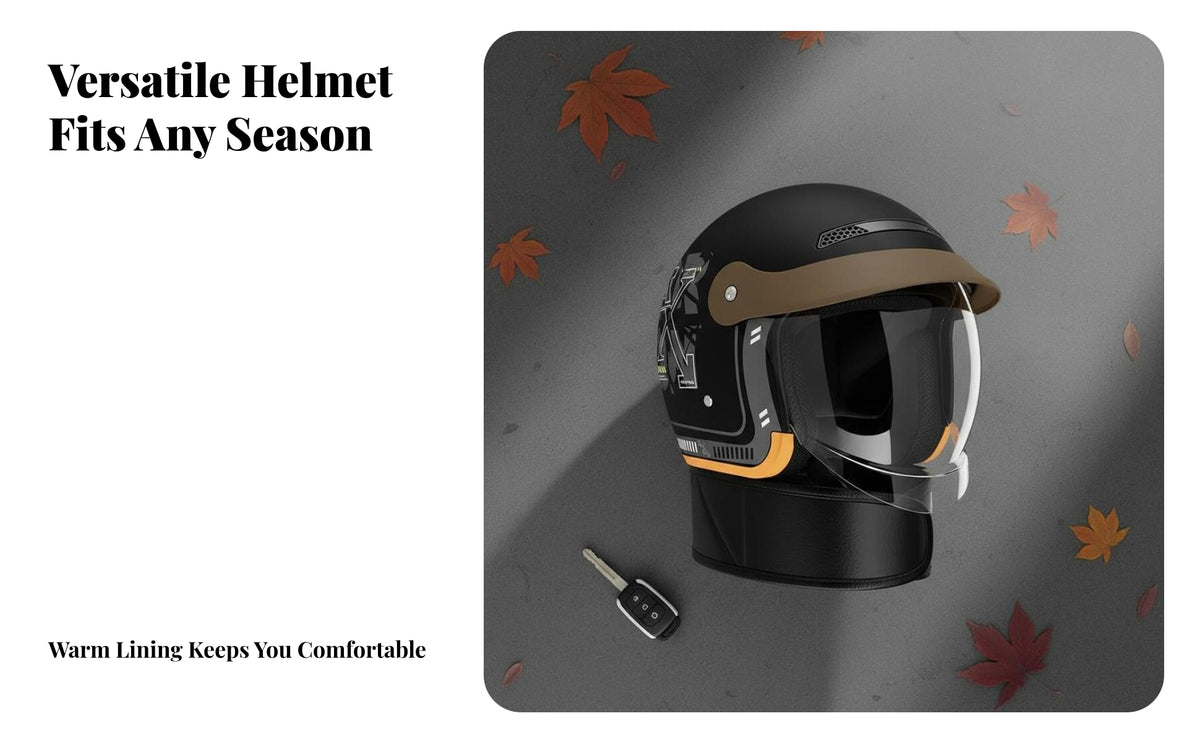 Open Face 3C Certified 3/4 Shell Helmet Four-Season Use Shielded Headwear for Men, Cyclist S, City Commuting, Daily Travel, Outdoor