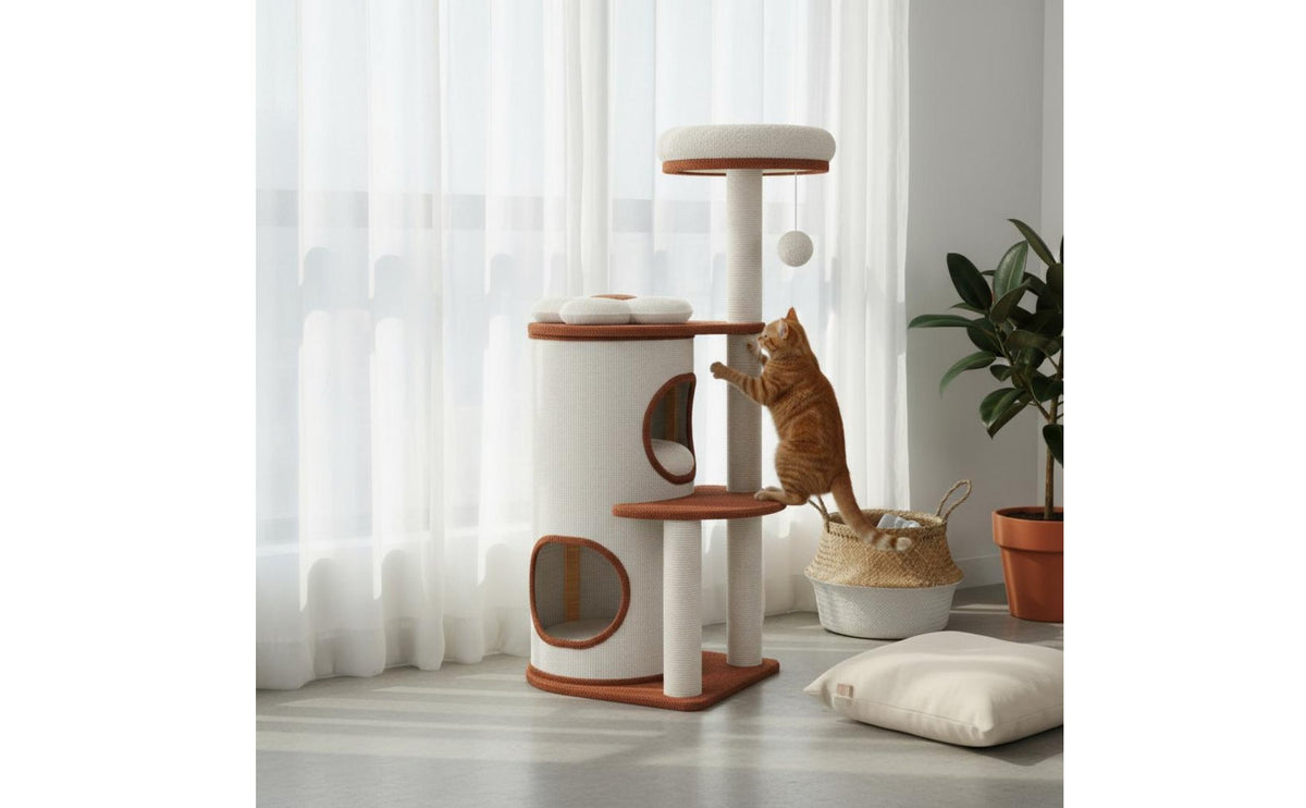 Cozy Private Condos Cat Tree with Scratching Posts Sturdy Construction Multi-Level Cat Tree Scratch Resistant Spacious Perches and Platforms for Indoor Cats, Kittens, Small Areas, Apartment