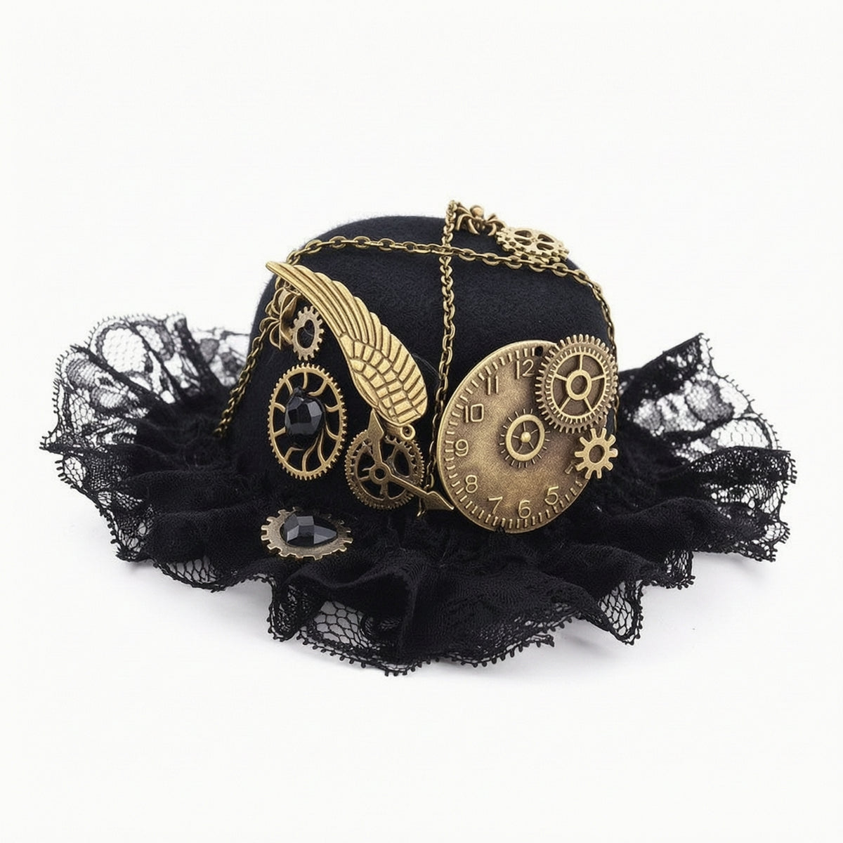 Steampunk Mini Hat Gothic Mini Hat with Clips Vintage Fascinator for Cosplayers, Themed Parties, Halloween