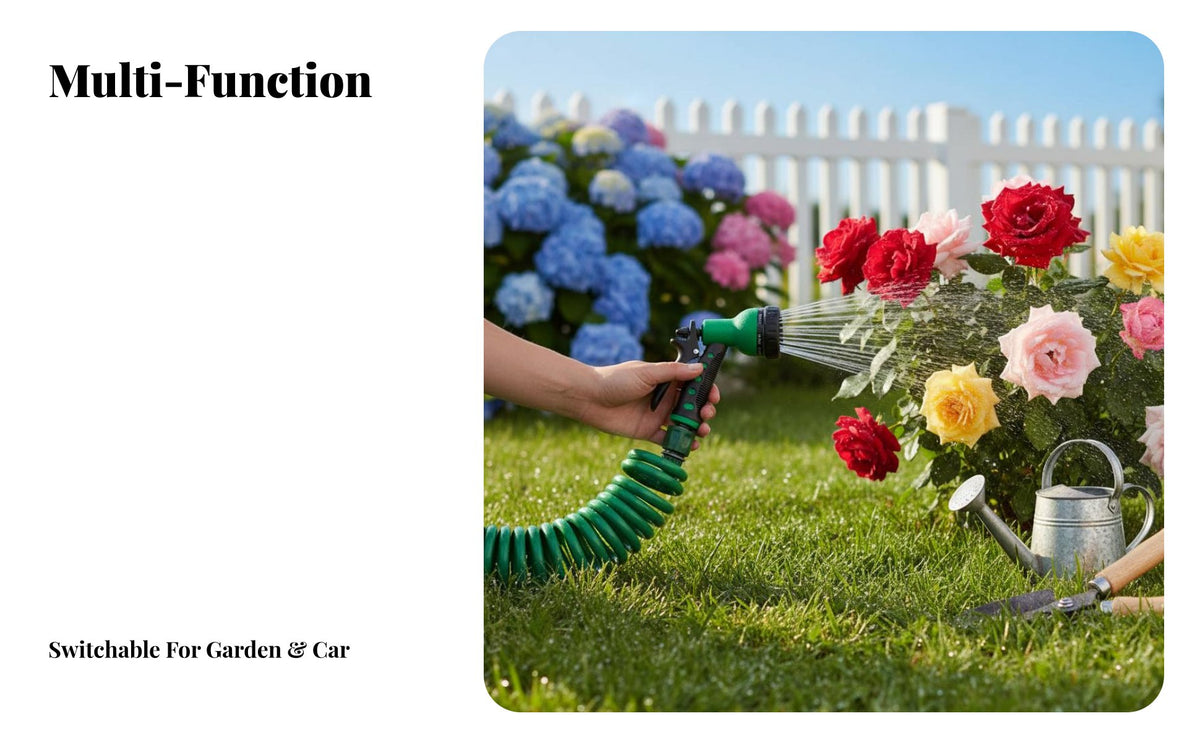 High Pressure Capable Coiled Garden Hose Easy Storage Coil Garden Hose Self-Retracting Gardening Equipment Kink-Resistant for Gardeners, Car Owners, Homeowners, Outdoor Cleaning, Yard, Patio