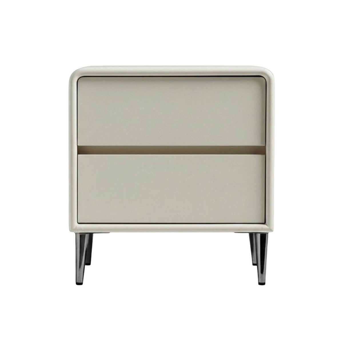 Modern Design 3-Drawer Rounded Nightstand Large Capacity Bedside Table Compact Footprint Home Furniture Handleless Design for Homeowners, Apartment Dwellers, Students, Bedroom, Study Room, Away Ice