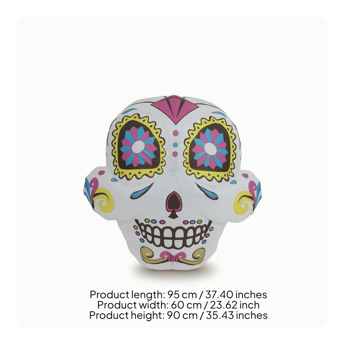 Colorful Inflatable Sugar Skull Vibrant Sugar Skull Inflatable Printed Inflatable Lightweight for Porch