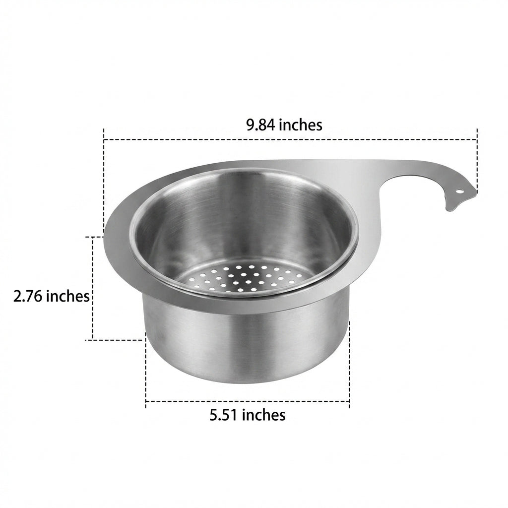 Stainless Steel Swan Drain Basket with Handle, Thickened Sink Strainer for Food Processing, Multifunctional Drain Tool for Kitchen Sink
