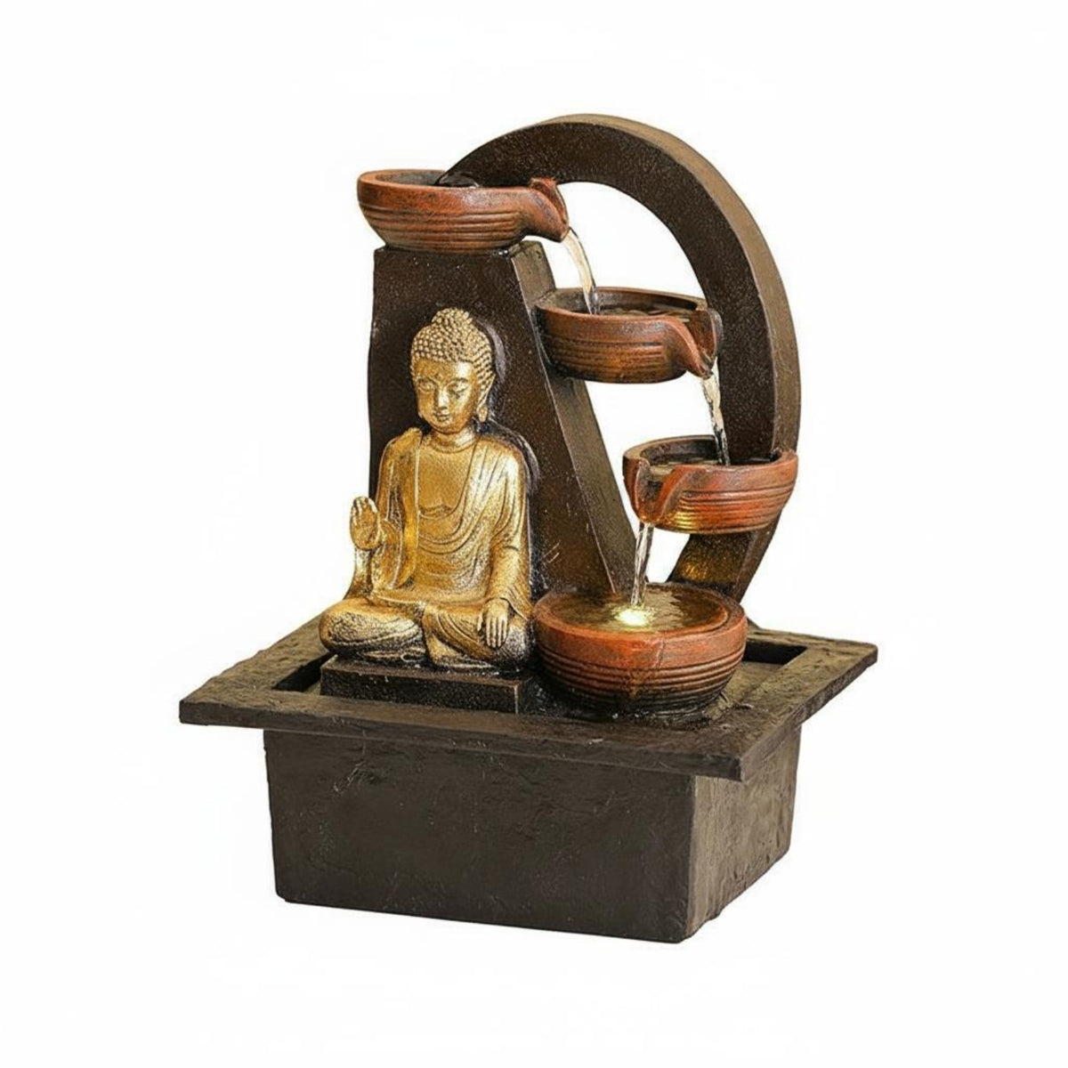 Tabletop Buddha Water Feature Decorative Ornament Buddha Water Feature Resin Material Home Decor for Office