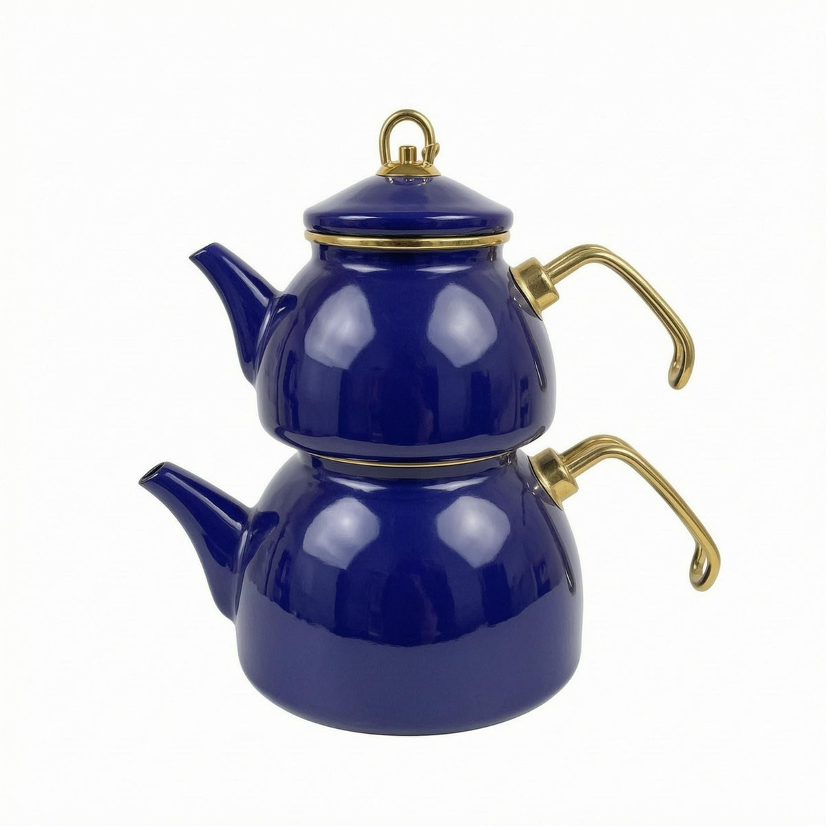 Turkish Style Stacked Teapot Polished Double Teapot Reflective Tea Service Metal