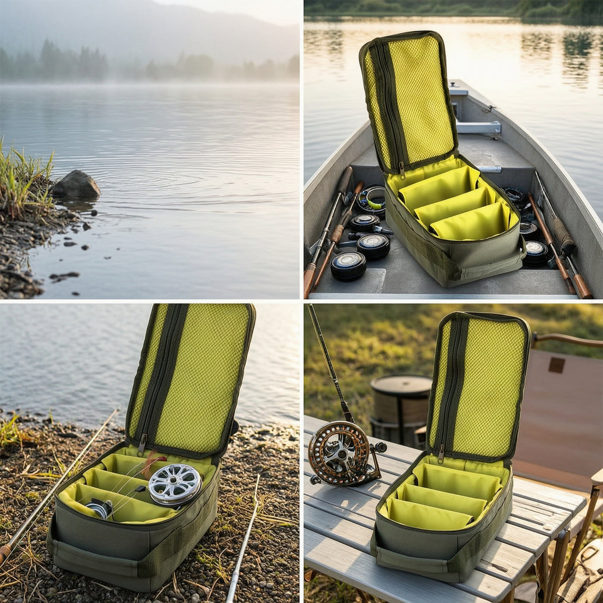Compact Fishing Tackle Bag Padded Tackle Storage Bag Portable Gear Organizer Zippered for Anglers, Fishermen, Travel