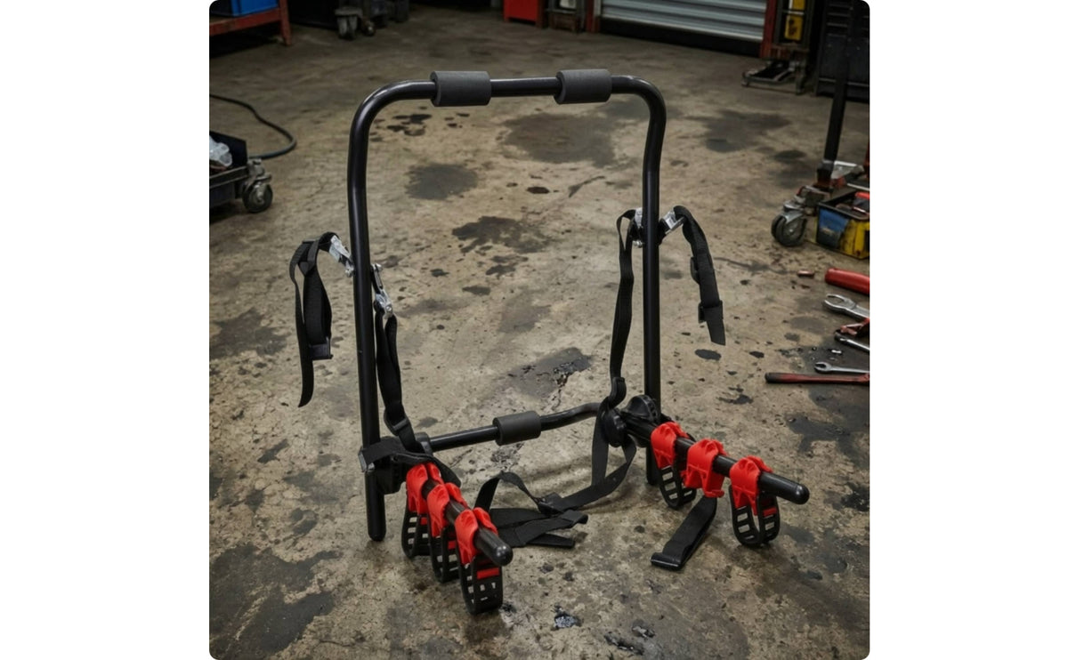 Black Rear-Mounted Bike Rack Red Plastic Car Bike Rack Securing Straps Cycle Carrier Padded Contact Points