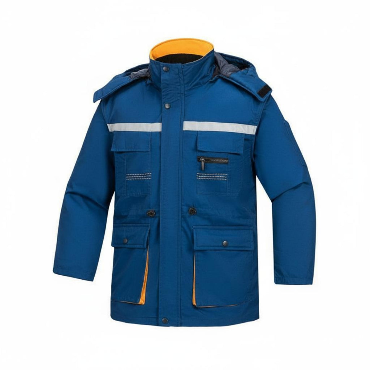 Anti-Static Insulated Winter Work Parka Thickened High-Visibility Hooded Safety Jacket Windproof Cold Weather Work Coat Multi-Pocket for Workers, Men, Women, Construction Site, Warehouse, Outdoor