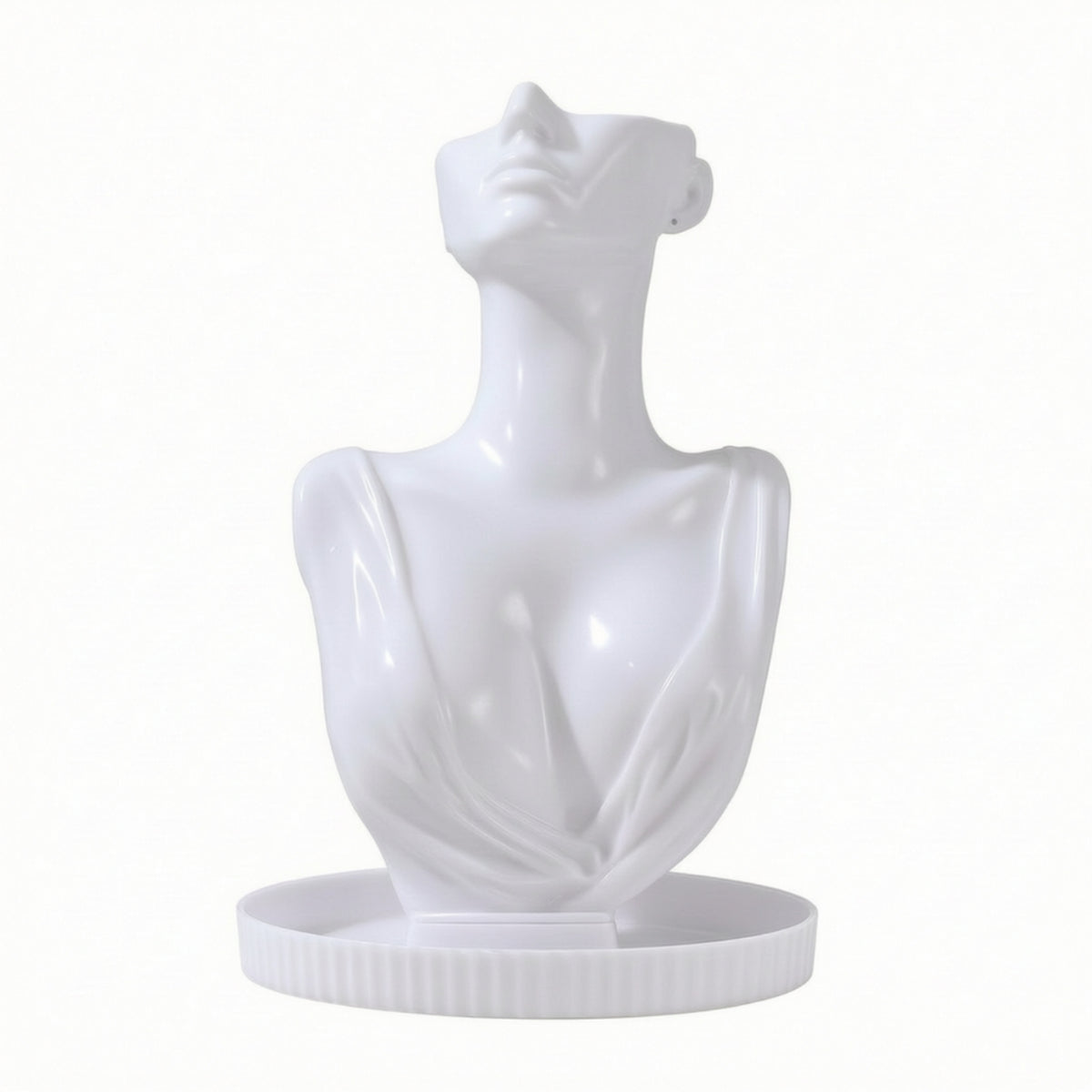 Mannequin Bust with Tray Glossy Jewelry Display Bust Necklace Holder with Base Multi-Functional for Vanity Table, Dresser